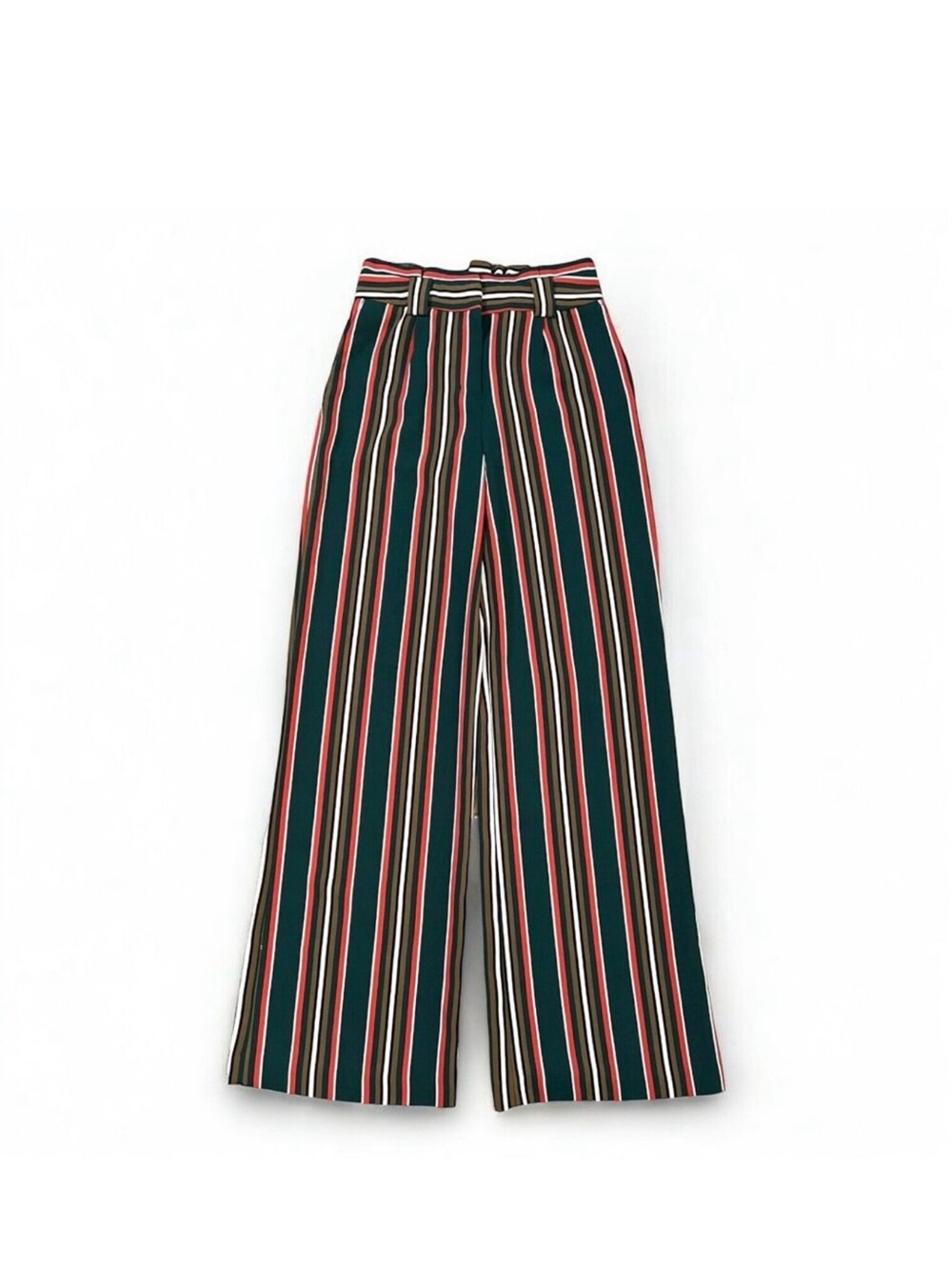 Express Striped Wide-Leg Pants in pinstripe pattern.